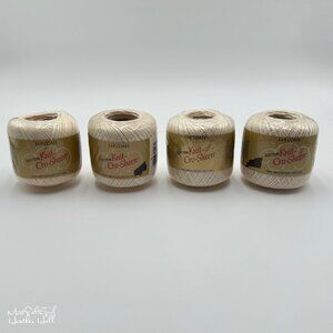 J & P Coats Cotton Knit-Cro-Sheen Cream Thread 225 Yards 4 Pack
